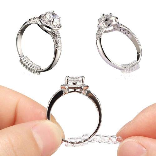ELEPHANTBOAT 12pcs Invisible Ring Size Adjuster for Loose Rings Spiral Coil Ring Fitter Tightener Set (2mm/3mm/5mm Coil and 5mm Flat Coil) (Transparent) ELEPHANTBOAT 12pcs Invisible Ring Size Adjuster for Loose Rings Spiral Coil Ring Fitter Tightener Set (2mm/3mm/5mm Coil and 5mm Flat Coil) (Transparent)